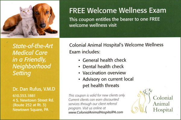 Colonial Animal Hospital Client Referral Discount Coupon